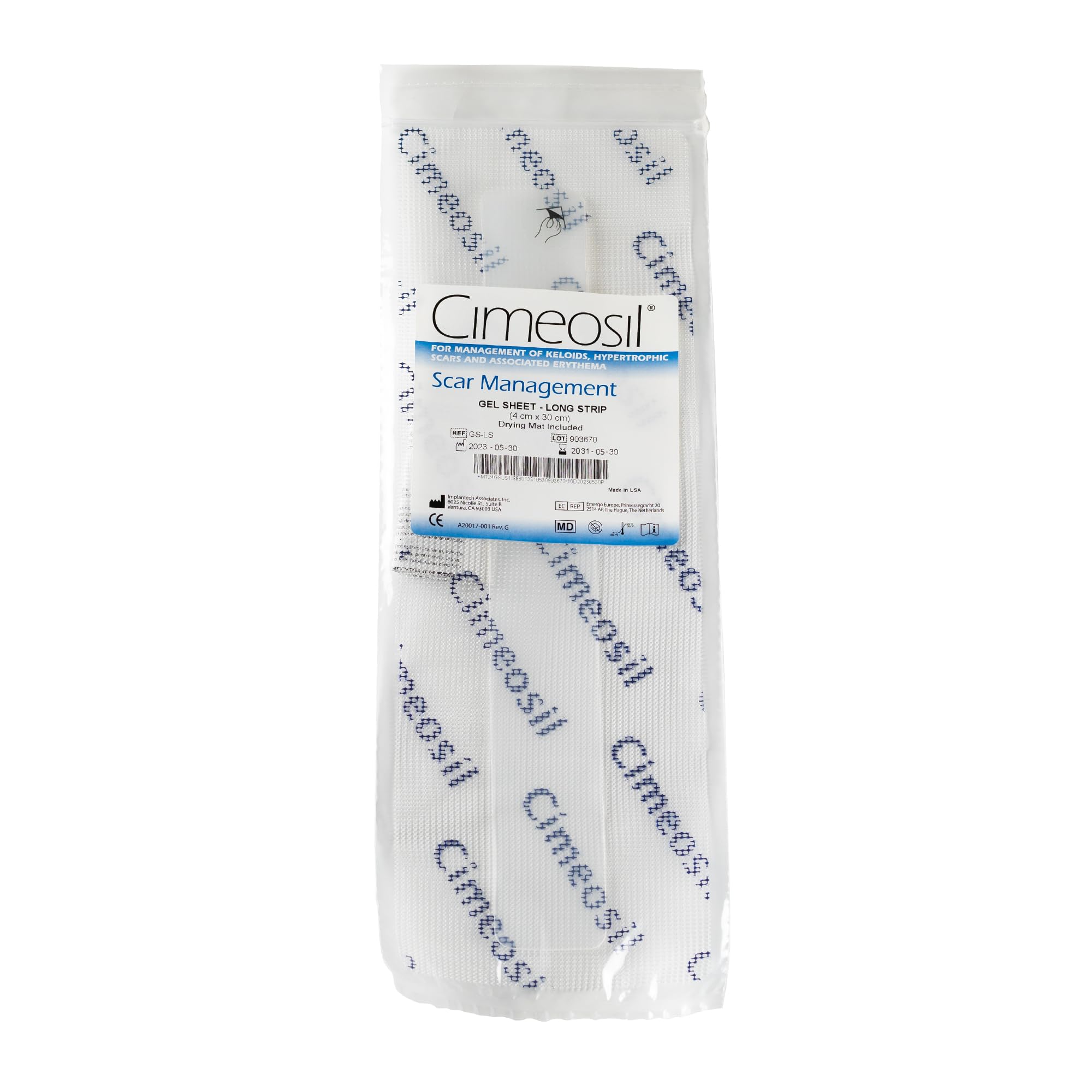 Cimeosil Gel Sheet - Long Strip, 4 cm x 30 cm - Scar Treatment For Keloid and Hypertrophic Scars
