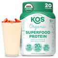KOS Vegan Protein Powder, Unflavored & Unsweetened - Low Carb Pea Protein Blend, Organic Superfood Rich in Vitamins & Minerals -
