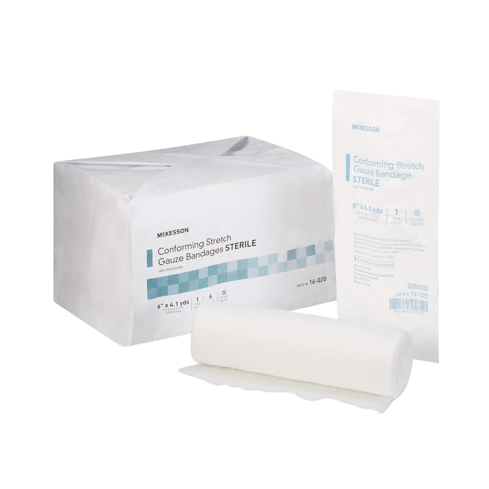 McKesson Conforming Stretch Gauze Bandages, Sterile, 6 in x 4 1/10 yd, 6 Count