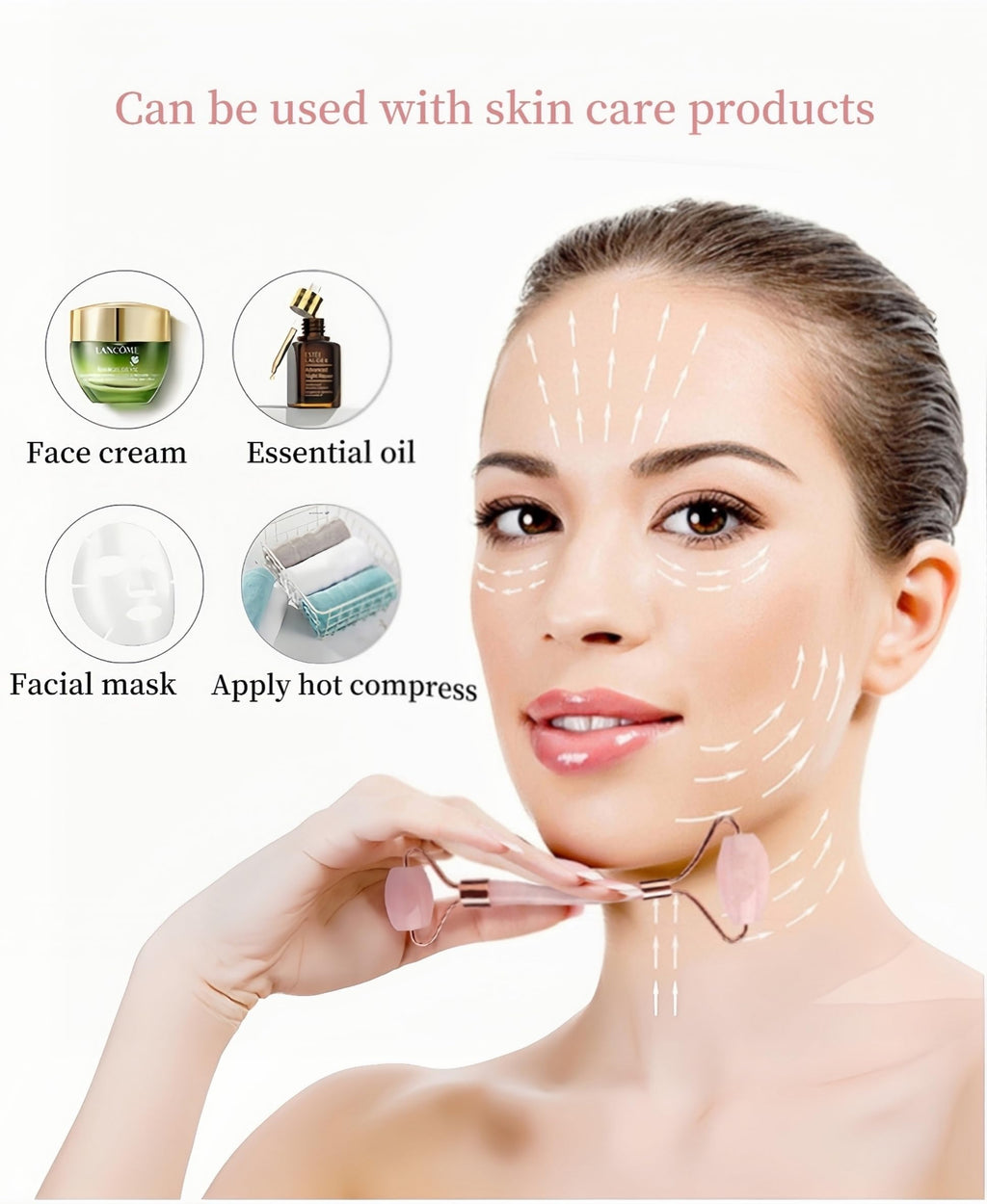 Bolithui Jade Roller Massage Stick & Gua Sha Set - 100% Natural Stone Facial Massage Tools for Lymphatic Drainage, Anti-Puffines