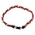 MapofBeauty 18 Fashion Three Braided Rope Sport Style Tornado Necklace (Dark Red/White)