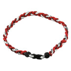 MapofBeauty 18 Fashion Three Braided Rope Sport Style Tornado Necklace (Dark Red/White)