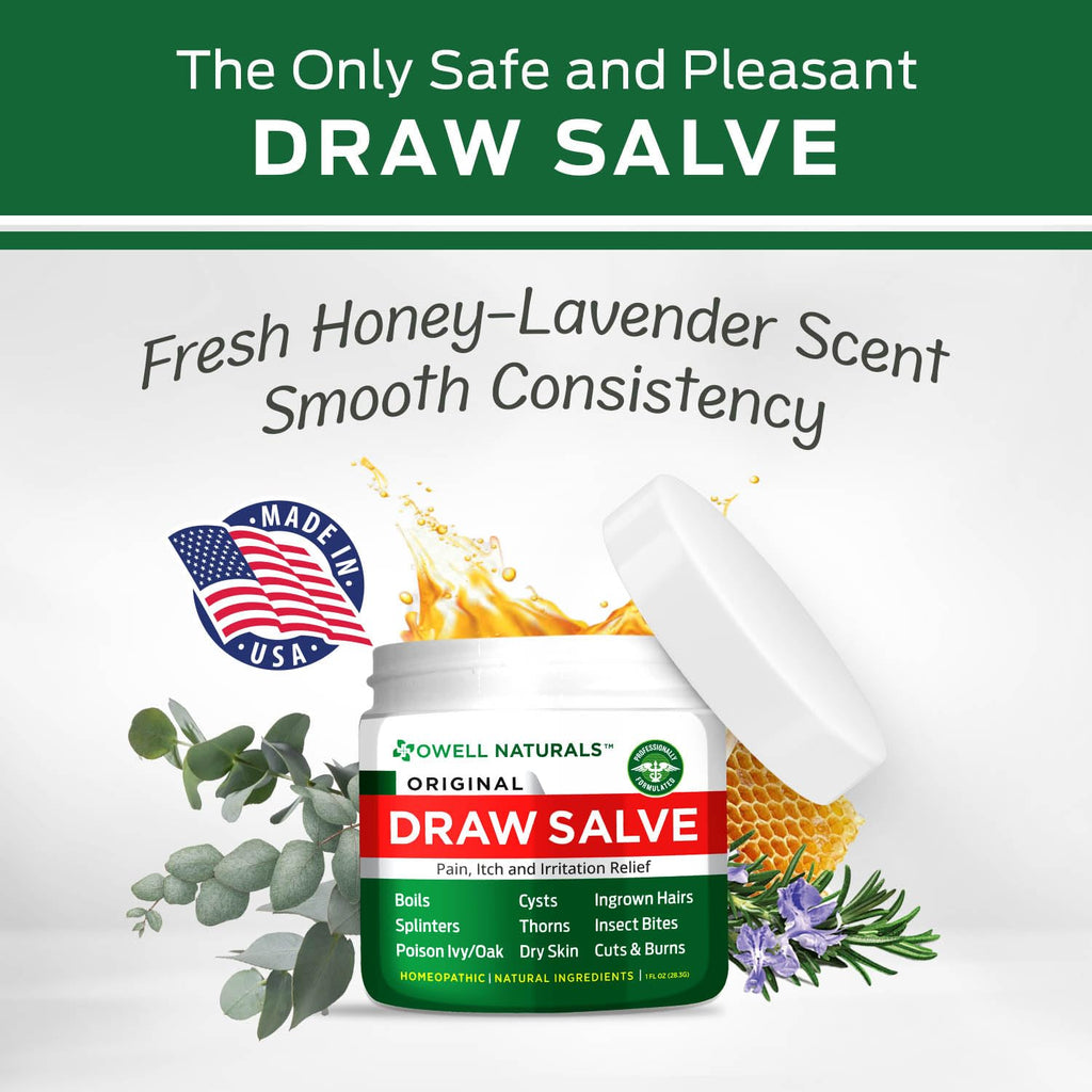 OWELL NATURALS Drawing Salve Ointment Fast Acting Formula for Skin, Splinters, Ingrown Hairs, Boils & Cyst, Bug Bites, bee Sting