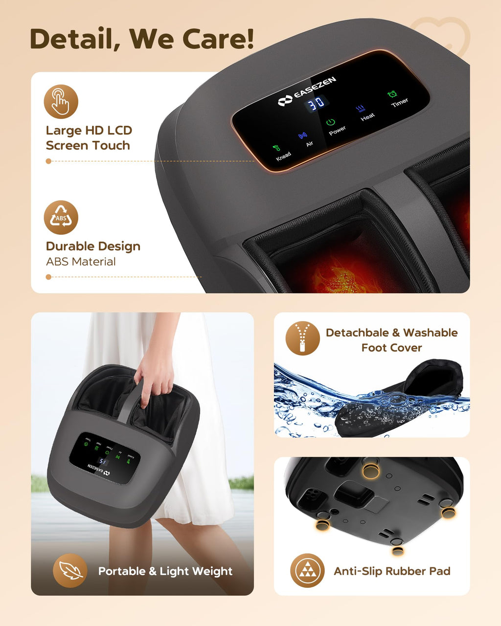 Shiatsu Foot Massager Machine with Heat, Deep Kneading, 2025 Upgrade Electric Foot Massager for Plantar Fasciitis, Neuropathy, D