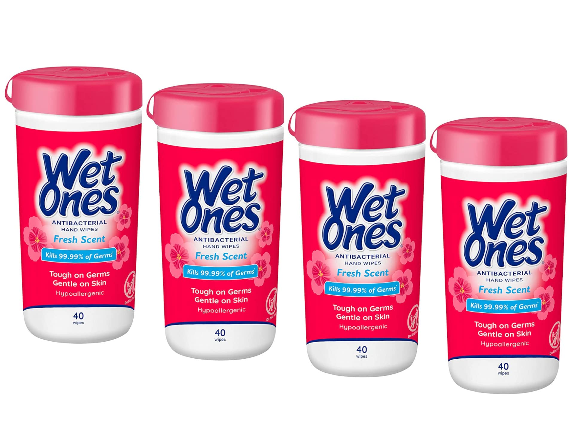 WET ONES Antibacterial Hand Wipes, Fresh Scent 40 Each (Pack of 4)