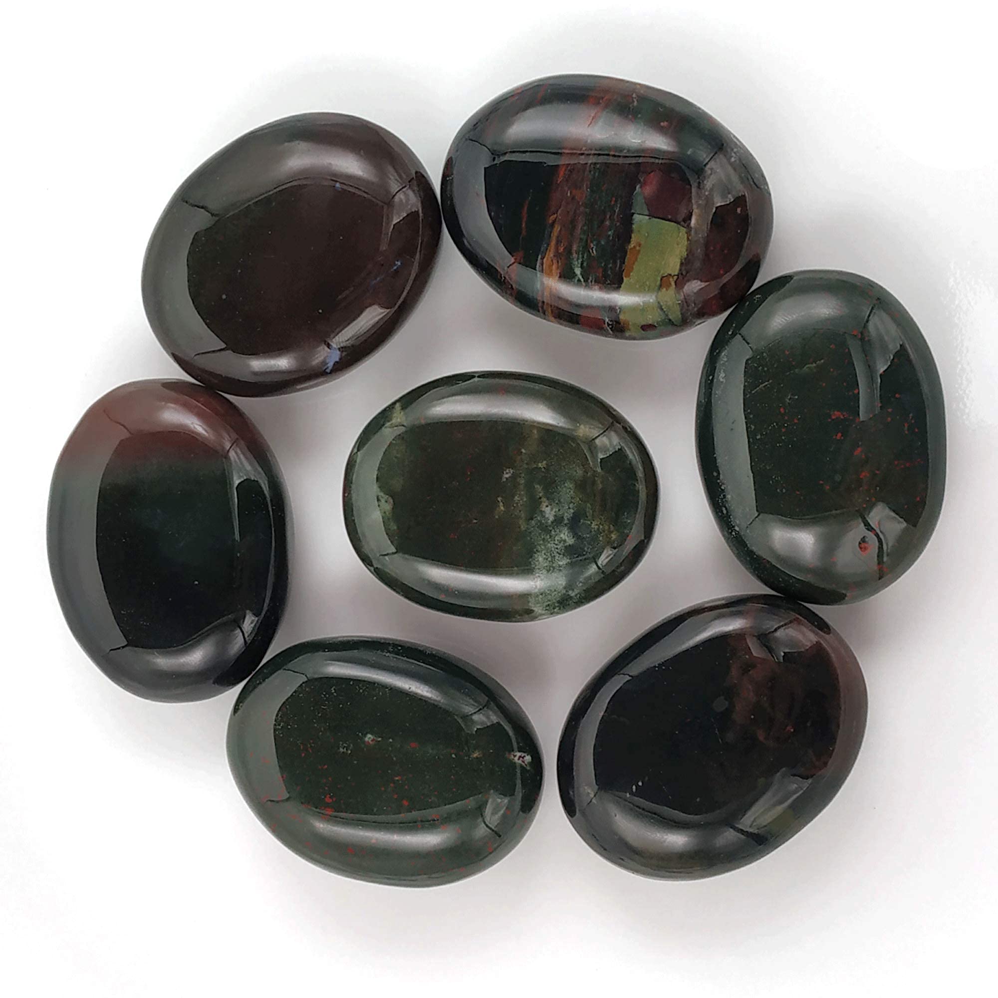 Bloodstone Crystals and Healing Stones - Large Palm Stone Crystals Piedra - Crystal for Good Luck, Balanced Positive Energy, Med