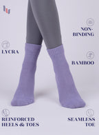 Hugh Ugoli Women Diabetic Ankle Socks, Super Soft & Thin Bamboo Socks, Wide & Loose, Non-Binding Top & Seamless Toe, 4 Pairs, As