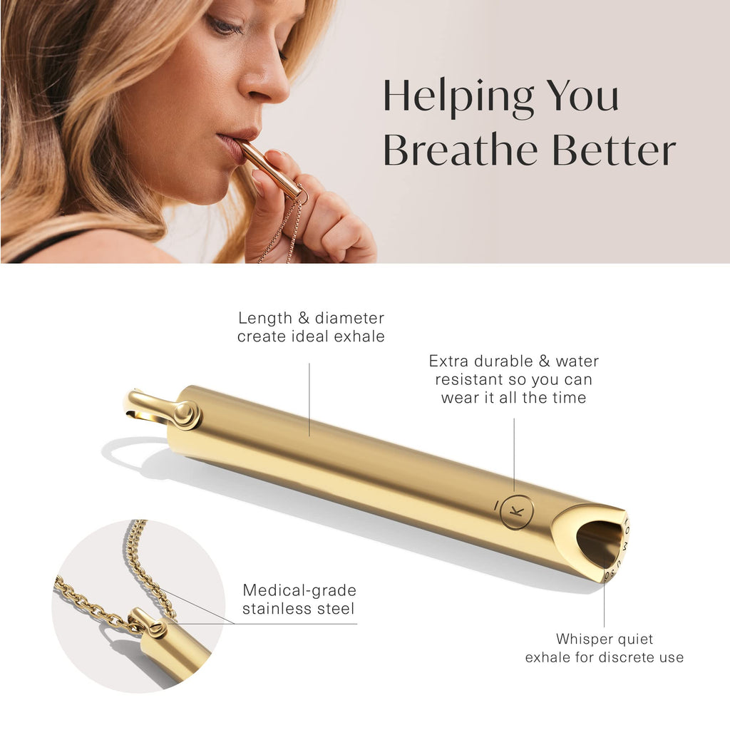 KOMUSO Breathing Necklace - Anxiety & Stress Relief Tool for Meditation & Mindful Breathing - Quit Smoking &Vaping Device - Brea