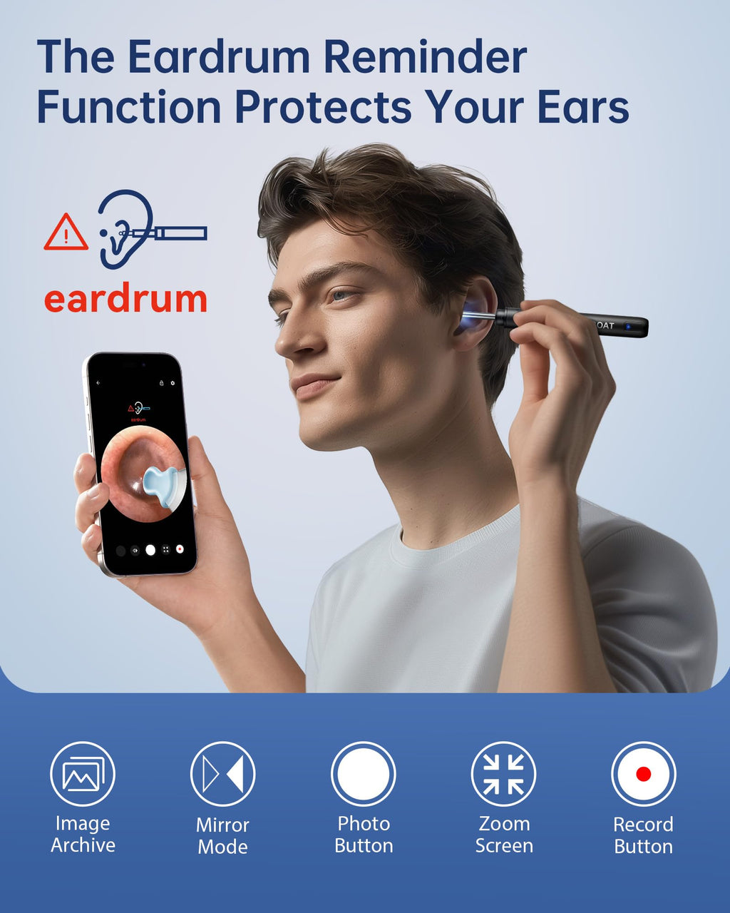 Ear Wax Removal Tool Camera, Ear Cleaner with Camera, 1296P HD Ear Scope, 6 LED Lights and 12 Ear Picks, Earwax Removal with Oto