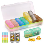 LOBIUTIYA Weekly Pill Organizer 2 Times a Day + 2 Detachable AM PM Travel Kits for Vitamin, Medicine, Supplement, Fish Oil - Whi