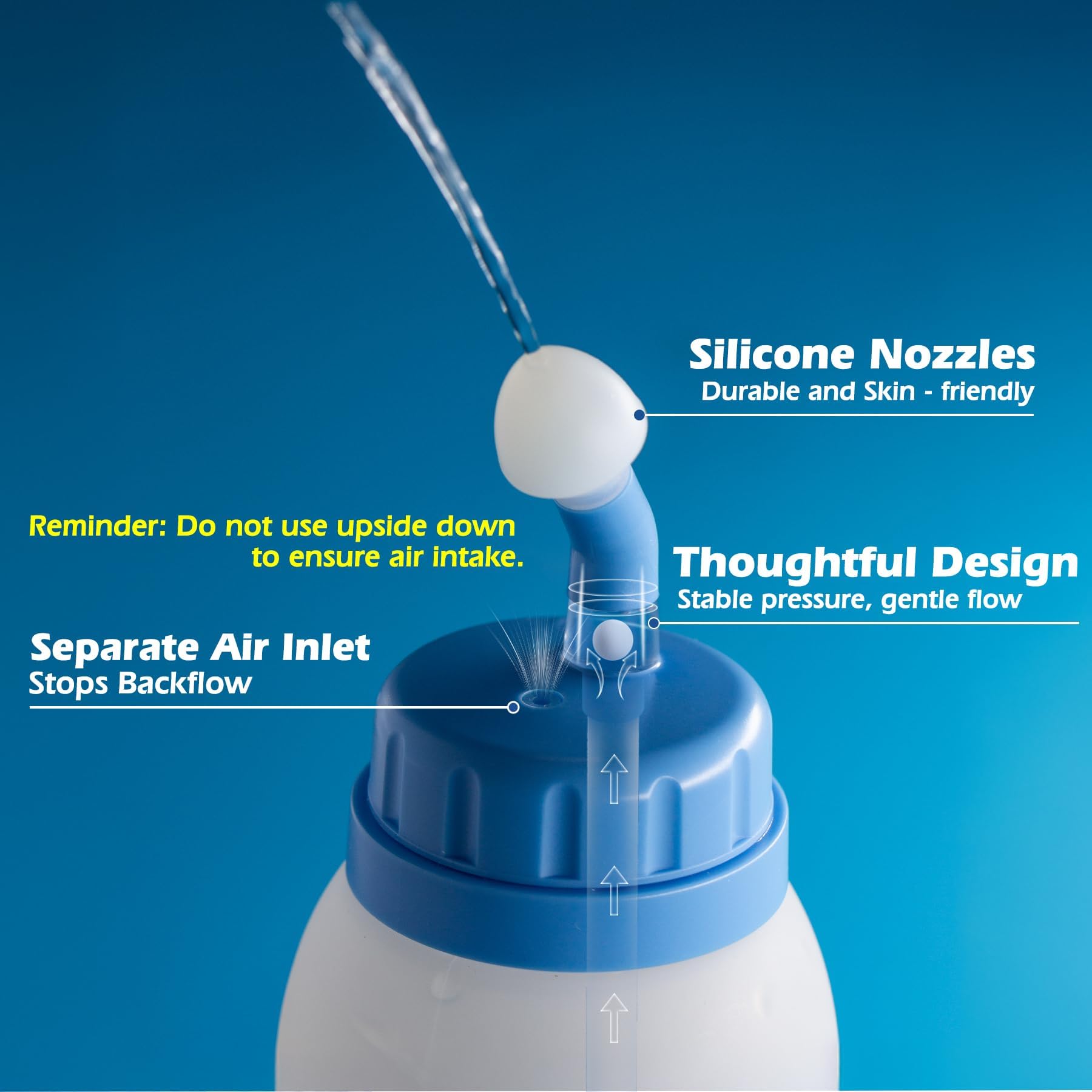 MAOEVER Neti Pot Sinus Rinse Squeeze Bottle Silicone Nose Wash Cleaner Pressure Rinse Nasal Irrigation for Adult & Kid 300 ML wi
