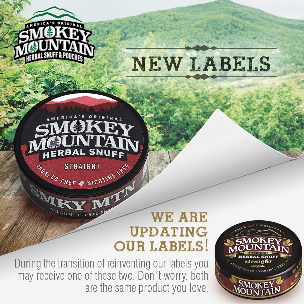 Smokey Mountain Herbal Long Cut - Straight - 1 Can - Tobacco Free and Nicotine Free Snuff
