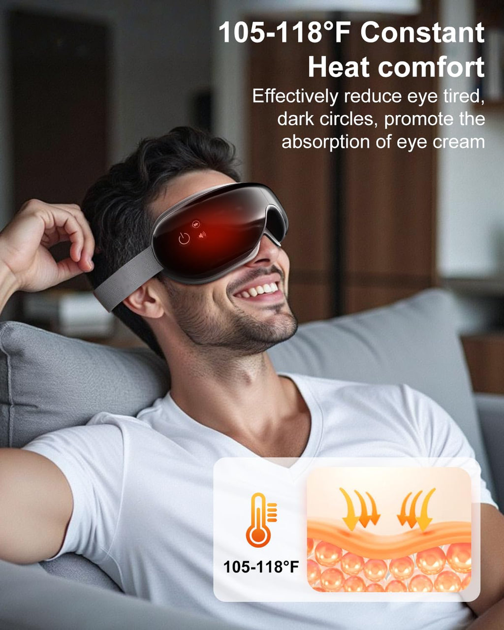 Morelax Eye Massager with Heat & Bluetooth Music, Birthday Gifts for Women, Reduce Eye Strain, Headache Relief and Improve Sleep