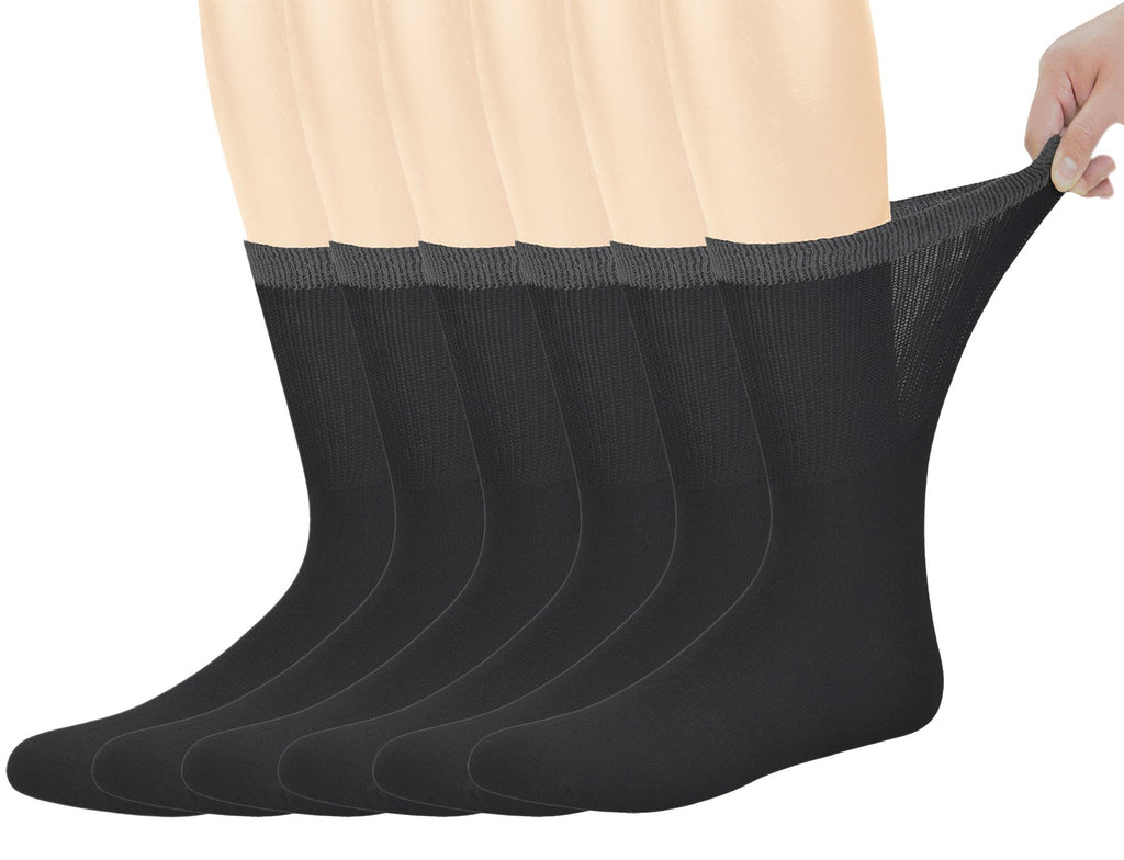 Yomandamor Best Mens Mid-Calf Diabetic Socks With Seamless Toe,6 Pairs L Size(Socks Size:10-13)