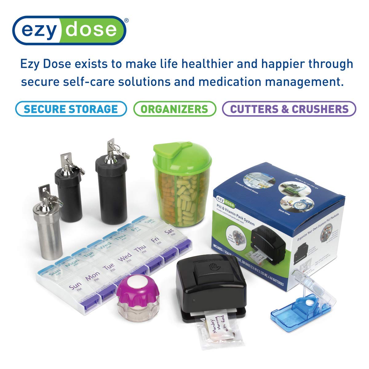 EZY DOSE Daily Pocket Pharmacy Travel Pill Organizer, Vitamin Organizer, Medicine Container, Portable Pill Box, Color May Vary,