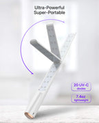 UV Light Sanitizer Wand, Portable UVC Light Disinfector Lamp Chargable Foldable UV Wand for Home Hotel Travel with 20 UV-C LED B