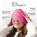 TheraICE Migraine Relief Cap, Migraine Ice Pack Mask, Women Cooling Gel Hat, Face Cold Compress Head Wrap for Her Stress. Great