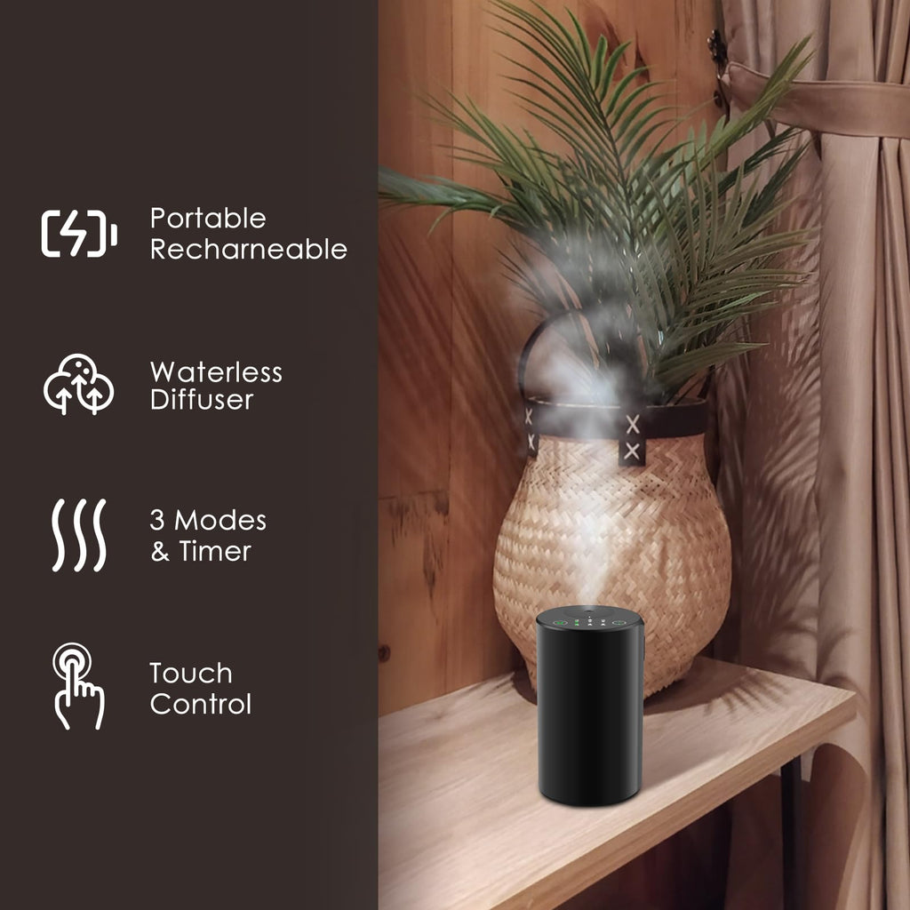 KONCHILE Waterless Essential Oil Diffuser, Battery Powered Mini Scent Air Machine, Aromatherapy Mist Diffuser for Home Room Car