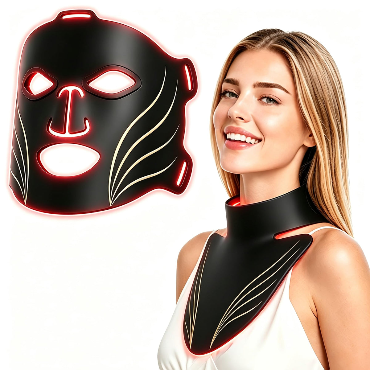 Aimilove Red Light Therapy Mask for Face & Neck,4 Modes,850nm NIR