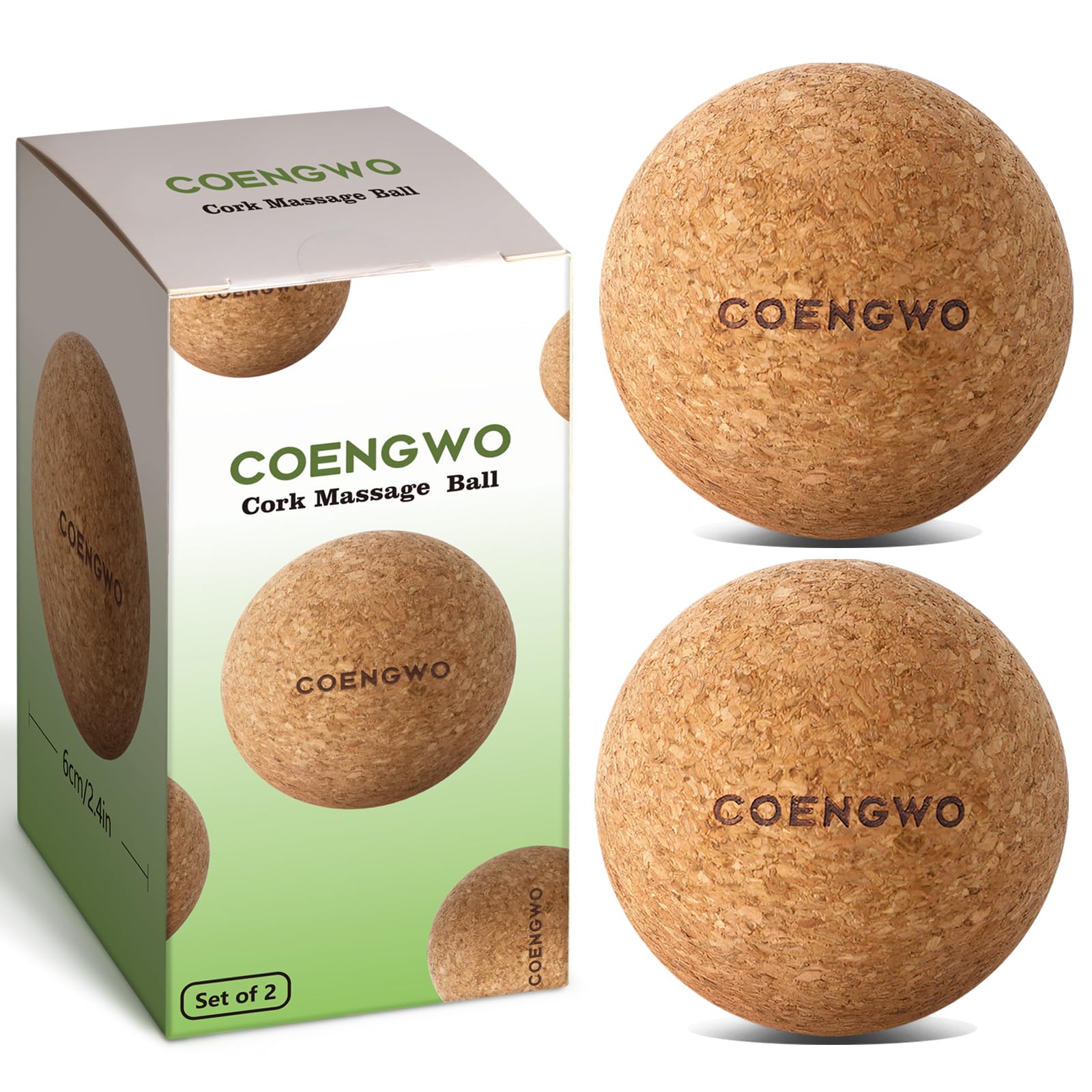 COENGWO Cork Massage Ball, Cork Myofascial Release Ball, Yoga Therapy Ball for Trigger Point Therapy, Muscle Knots, Deep Tissue 