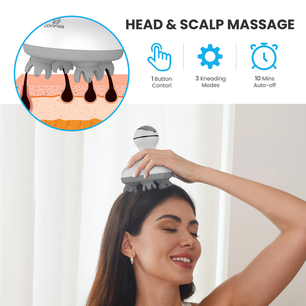 COMFIER Cordless Scalp Massager Hair Growth,Electric Head Massager Scalp Stress Relax with 8 Massage Claws,Waterproof Hair Massa
