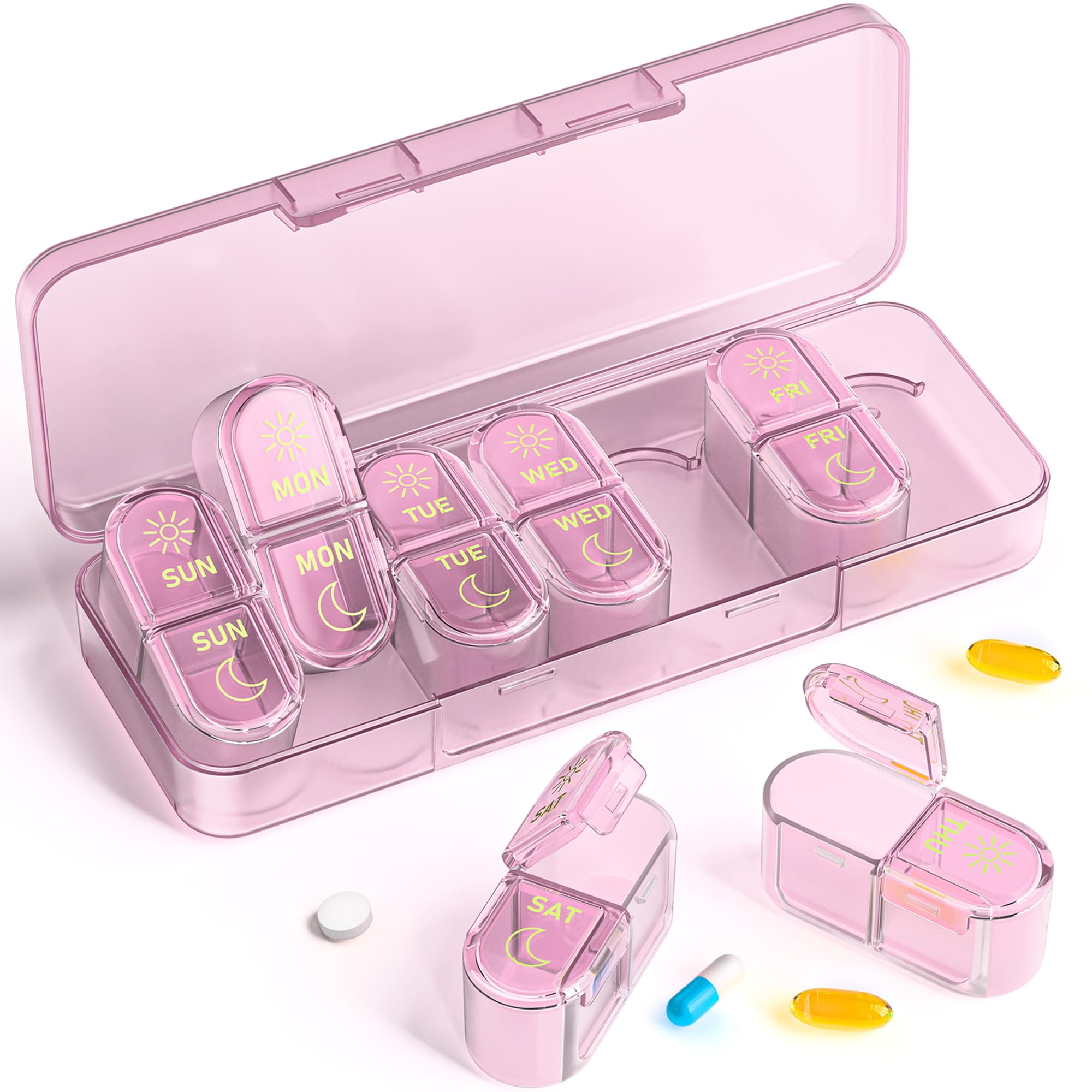 ???????? ??????????????????, Am & Pm Pill Organizer 7 Days, Weekly Pill Organinzer 2 Times a Day, Pill Box 7 Day, Medicine Pill 