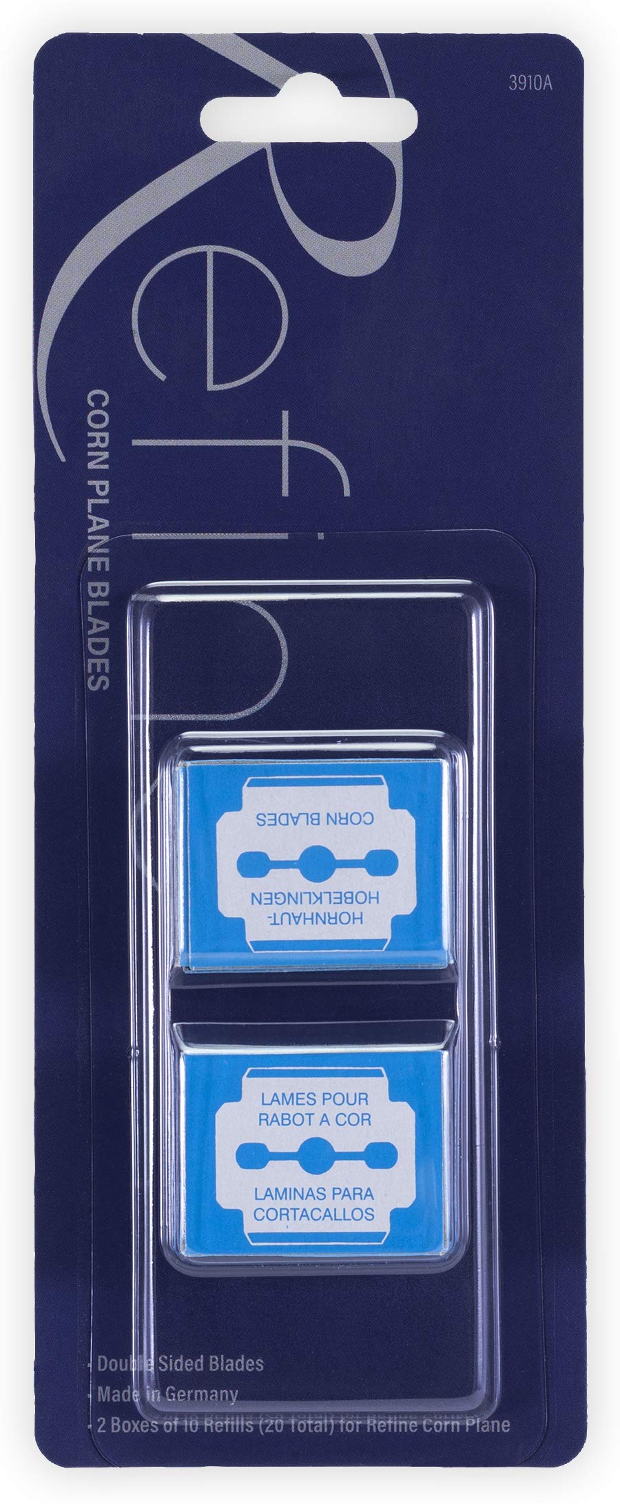 REFINE - Germany - Corn Plane Blades, Double-Edge Razor Blades, Replacement for Pedicure Corn Planes and Callus Shavers, Stainle