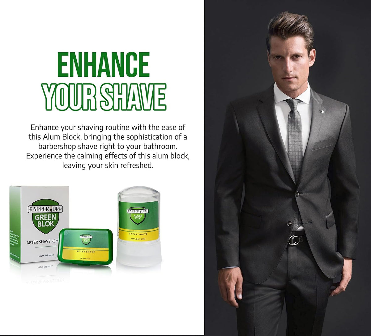 Natural Alum Block Styptic Stick - 3.5 oz / 100g, Post-Shave Essential for Men - Soothing Aftershave Care - Stops Razor Nicks & Cuts - Includes Portable Travel Case – Combo Pack
