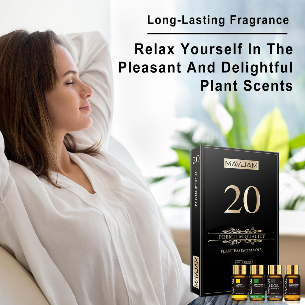 MAYJAM 20x5ML Essential Oil Gift Set, Pure Essential Oils for Diffusers for Home, Long Lasting Scented Oil for Soap Candle Makin