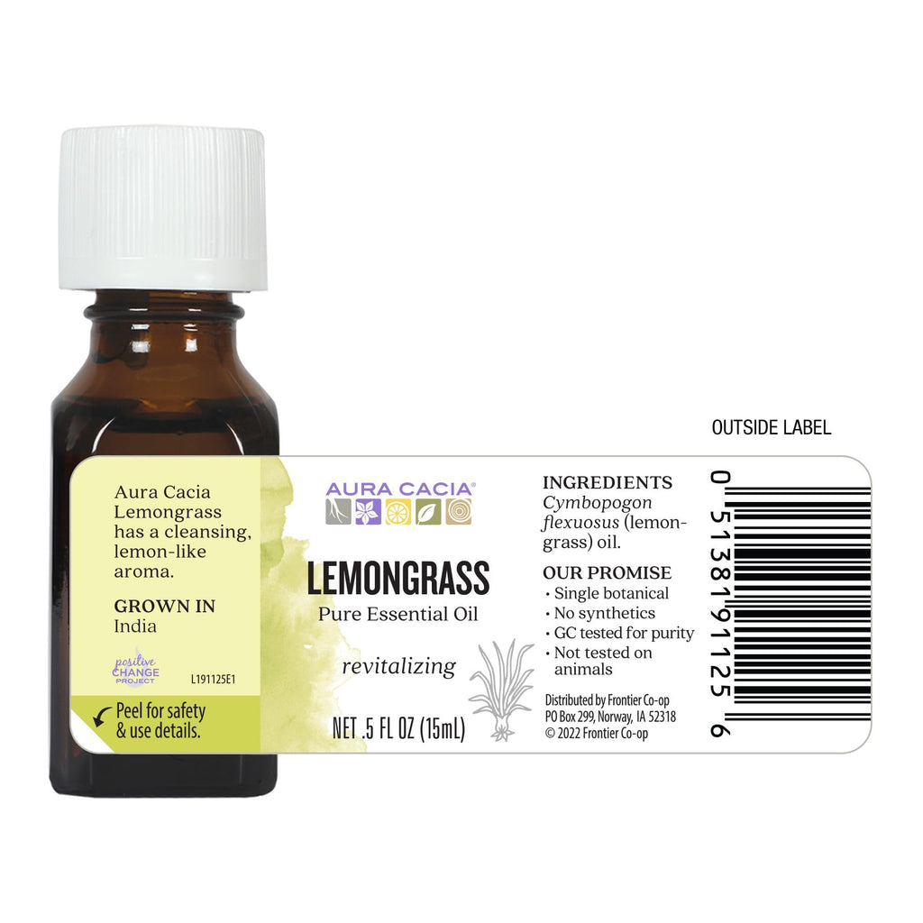 Aura Cacia Essential Oil, Inspiring Lemongrass, 0.5 Fluid Ounce, Packaging May Vary