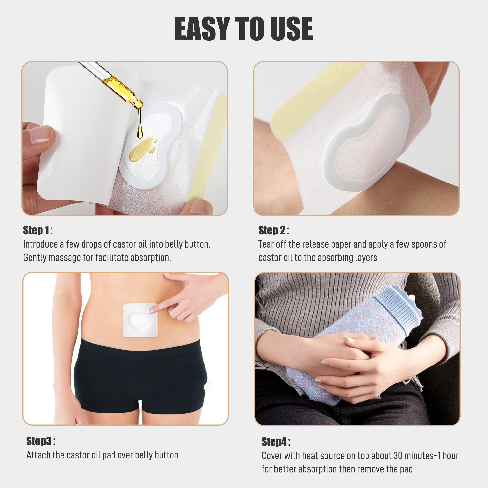 108pcs Castor Oil Patches for Belly Button, Castor Oil Pack Wrap for Belly Button, Self Adhesive Disposable Patch Cover