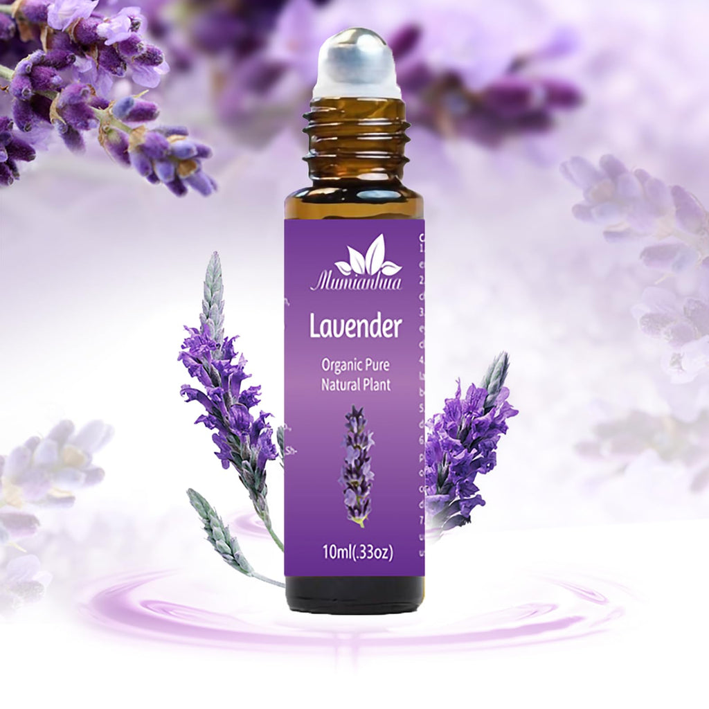 Mumianhua Lavender Essential Oil Roll-On Therapeutic Grade, Pre-Diluted Lavender Oil for Relaxation, Focus Pulse Points, Pillow,