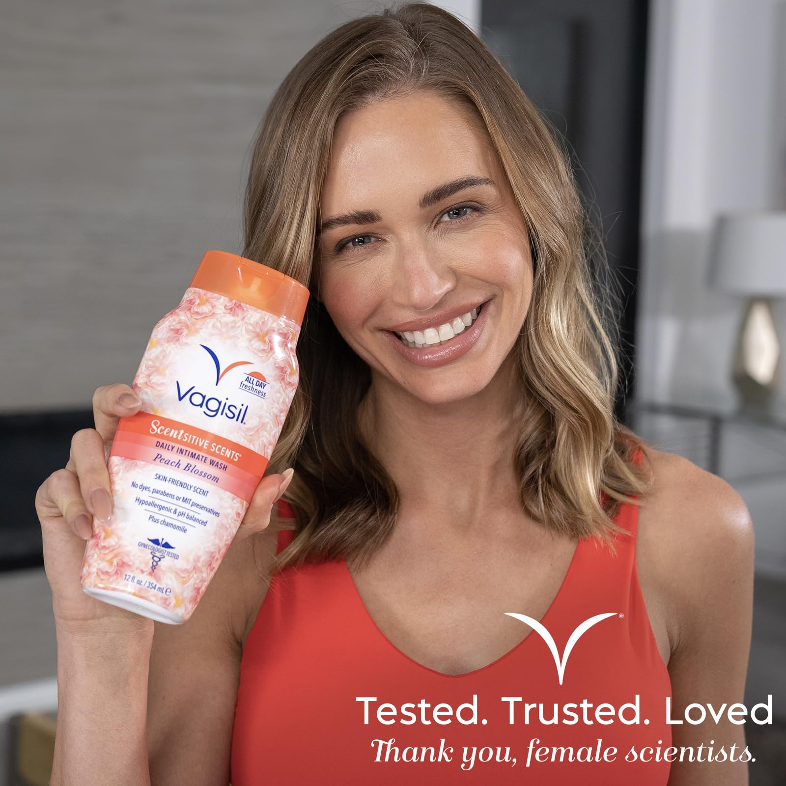 Vagisil Feminine Wash for Intimate Area Hygiene, Scentsitive Scents, pH Balanced and Gynecologist Tested, Peach Blossom, 12 oz (