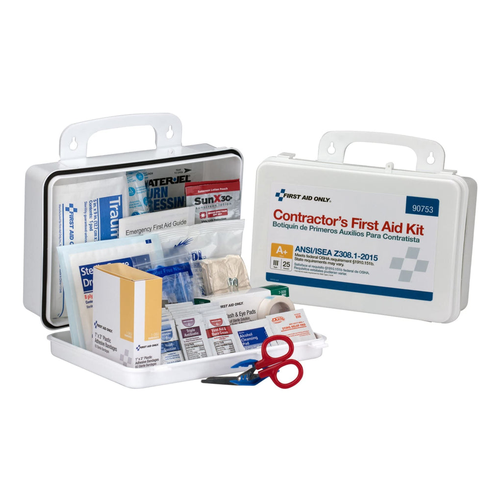 First Aid Only 25-Person Contractor First Aid Kit, White, 128 Pieces ...