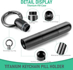 TISUR Keychain Pill Holder, Titanium Small Pill Case Pill Organizer Waterproof Pill Box, EDC Portable Pill Container for Travel