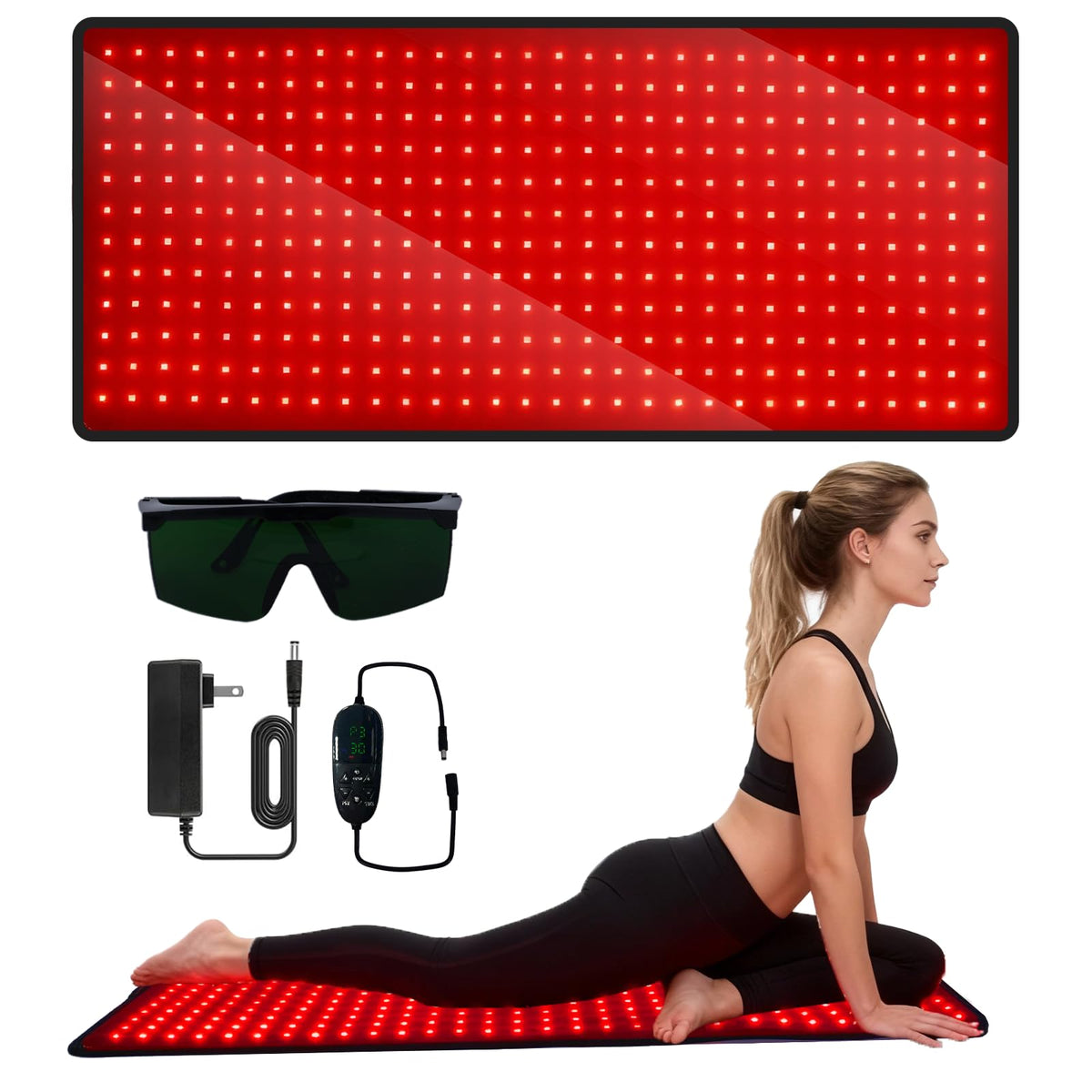 Red Light Therapy Mat for Body, 31.9 x 14.2 Large Red Light Therapy Pad with Overheat Protection Device, 660nm & 850nm Red and