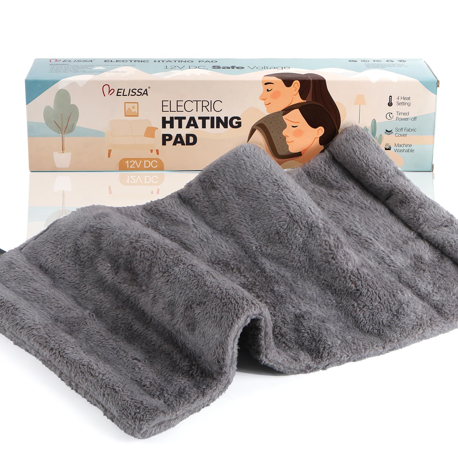 Melissa Electric Weighted Heating Pad for Back,Neck,Abdomen, 12V Low Voltage, 3 Timer Settings with Auto Shut-Off, Machine Washa