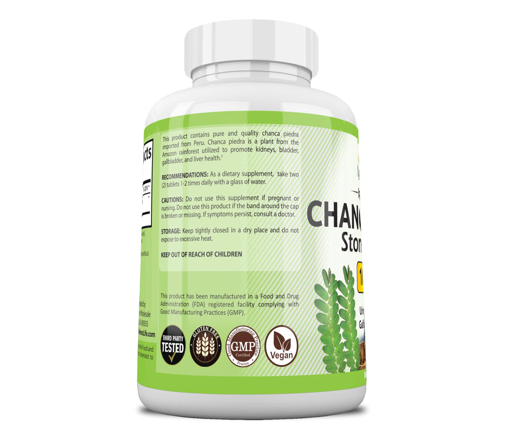 NaturalisimoLife Chanca Piedra 1600 mg - 120 Tablets Kidney Stone Crusher Gallbladder Support Peruvian Chanca Piedra Made in The