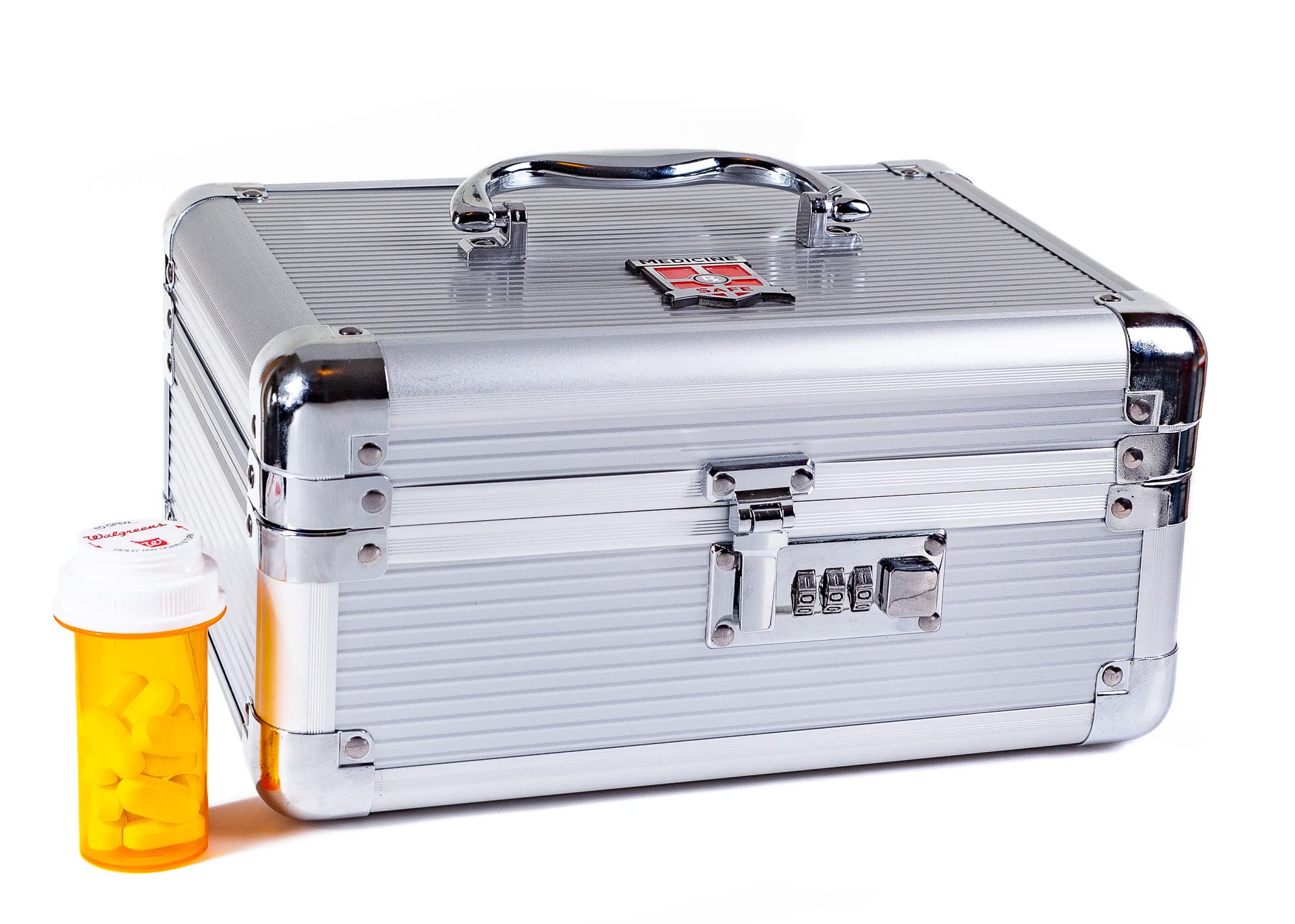 MEDICINE RX SAFE Medication Carrying Case - Large_Silver
