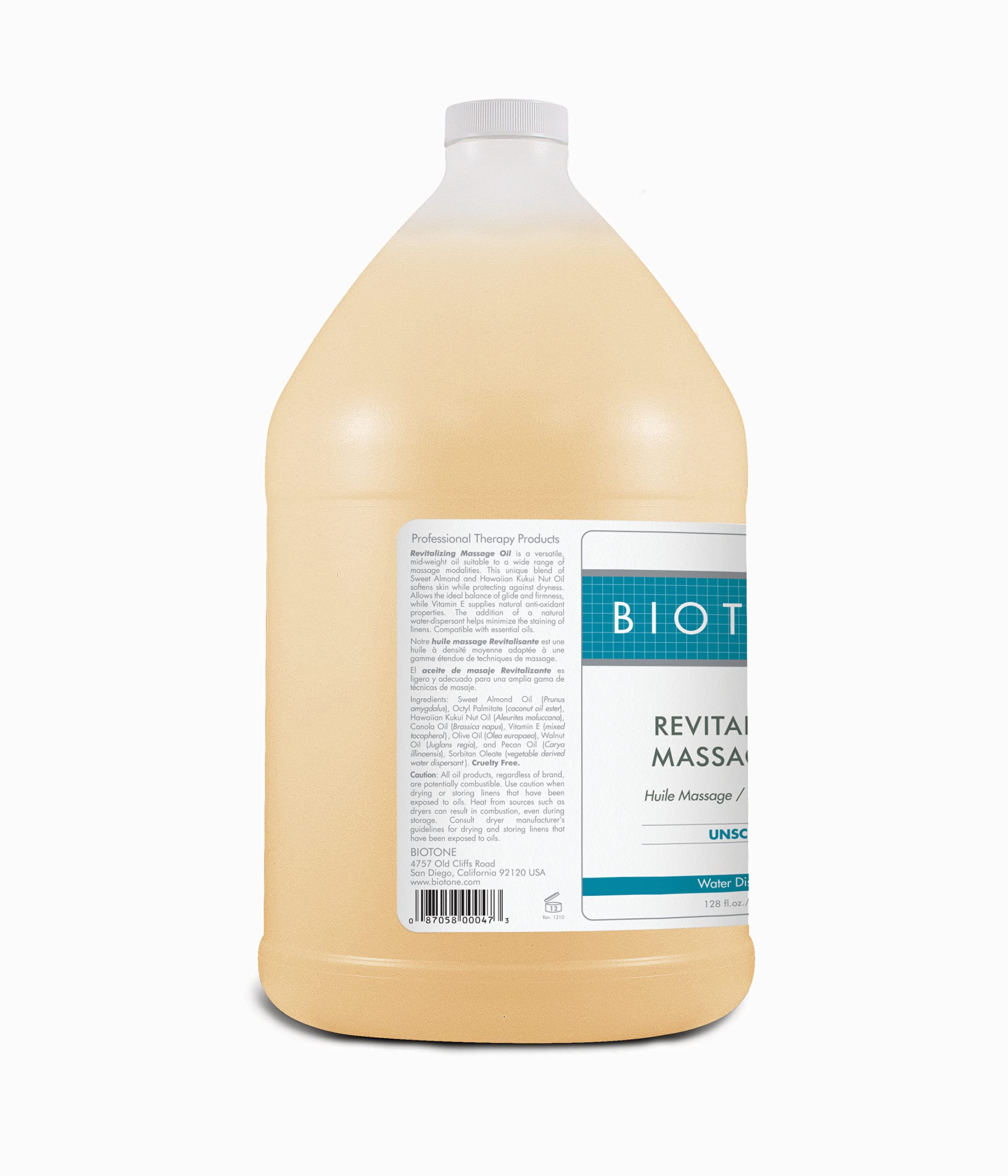 Biotone Revitalizing Massage Oil Unscented, 128 Ounces (1 Gallon)