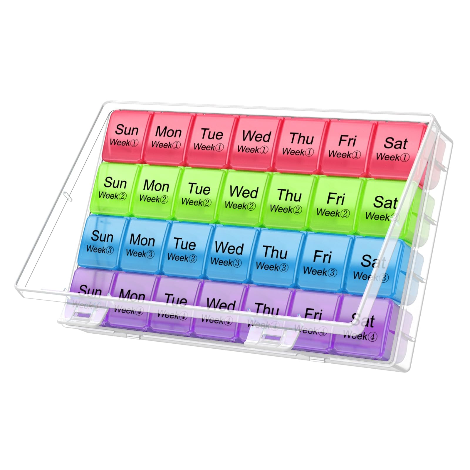 Large Monthly Pill Organizer 28 Day Case Organizerd Extra Large Compartments 4 Week Dust-Proof Pill Case Medication Reminder Por