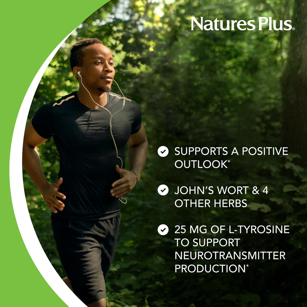 Natures Plus Herbal Actives NutriZAC Mood Food - 300 mg St Johns Wort, 90 Vegan Bi-Layered Tablets - Maximum Potency Natural Moo