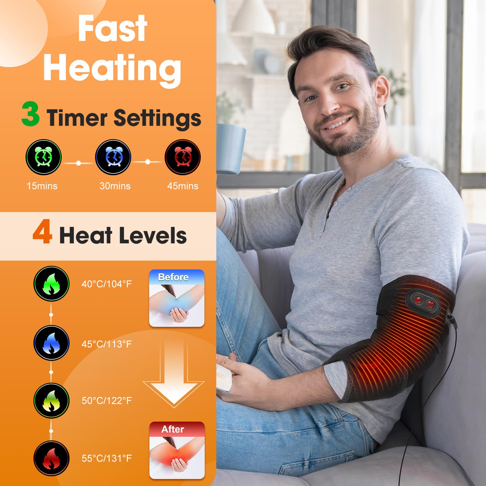 Heating Pad for Arm Wrist Elbow Knee Ankle Leg,Wrist Heating pad with 4 Heat Settings and 3 Timer Modes,Wrap Around Heating Pad