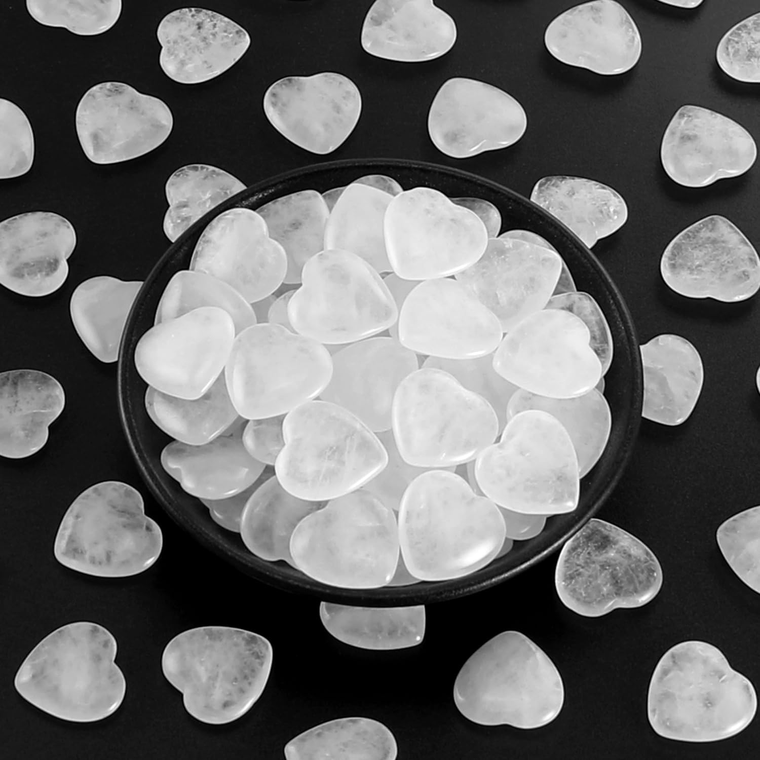 Nvzi Tumbled Polished Natural Quartz Crystals Heart Stones, Crystals and Healing Stones Quartz Bulk for Wicca, Reiki, Healing En