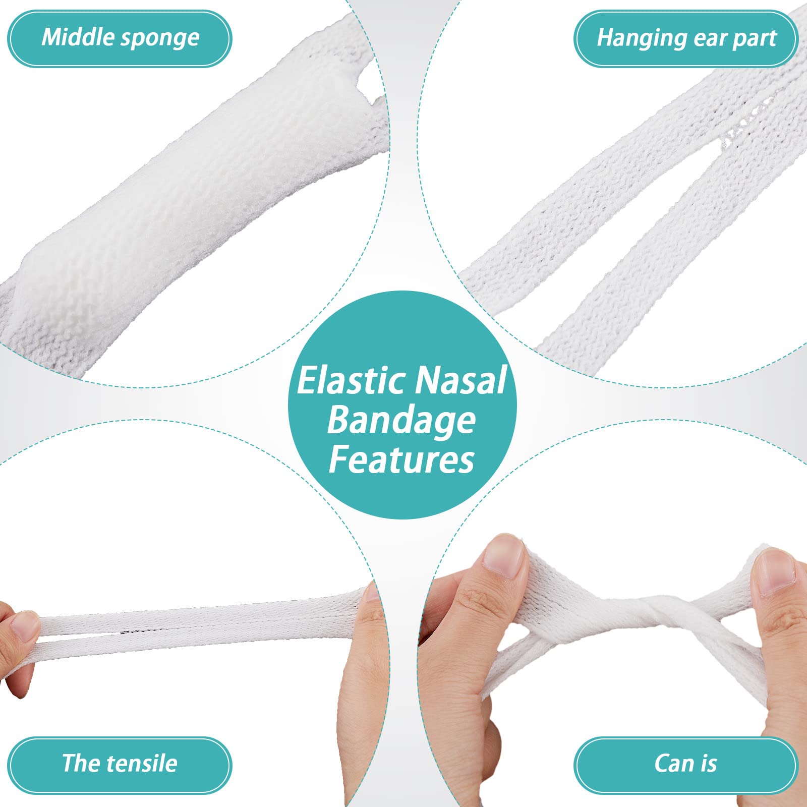 Patelai Elastic Nose Bandage, External Nasal Bandage Dressing Holder with High Absorption Capacity for Nose, White(20 Pcs)