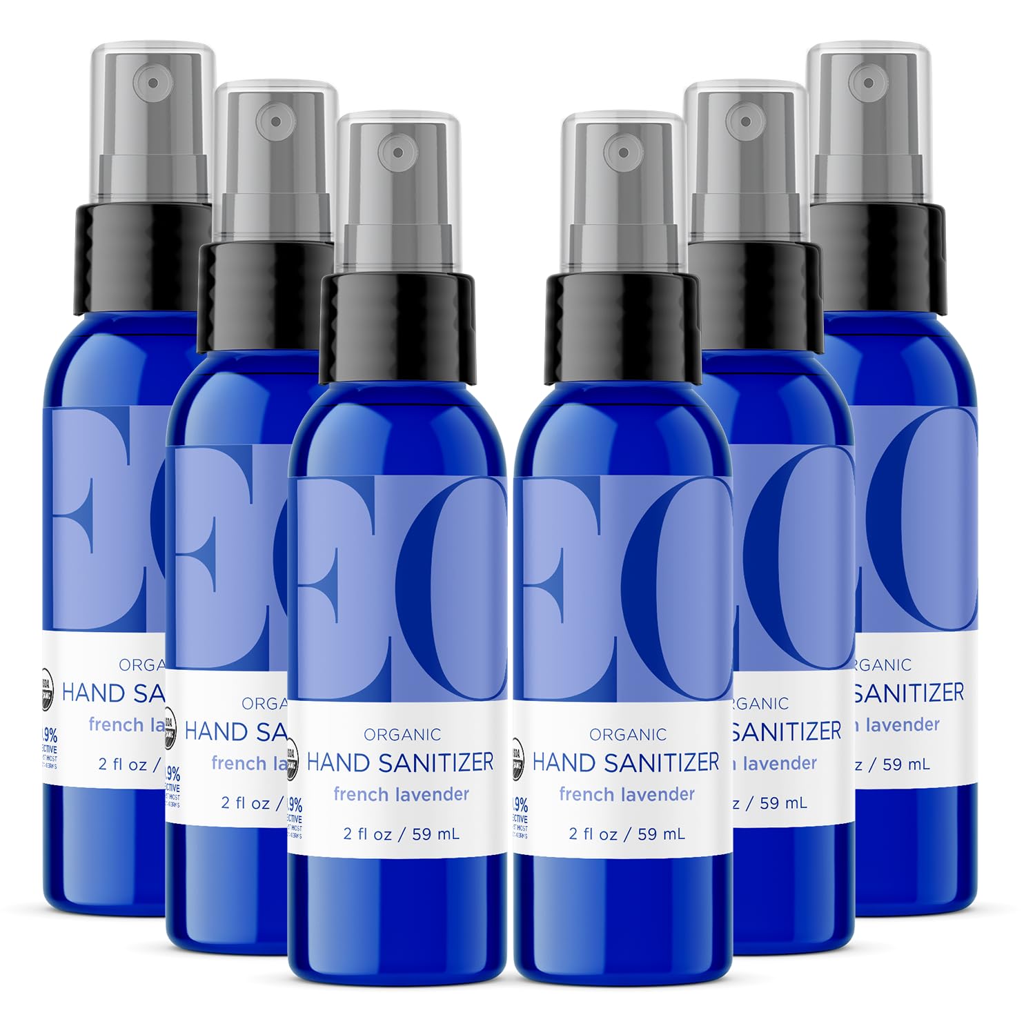 EO Organic Hand Sanitizer Spray, Travel Size, 2 Ounce (Pack of 6), French Lavender, Organic Plant-Based, Botanical Extracts, 99%