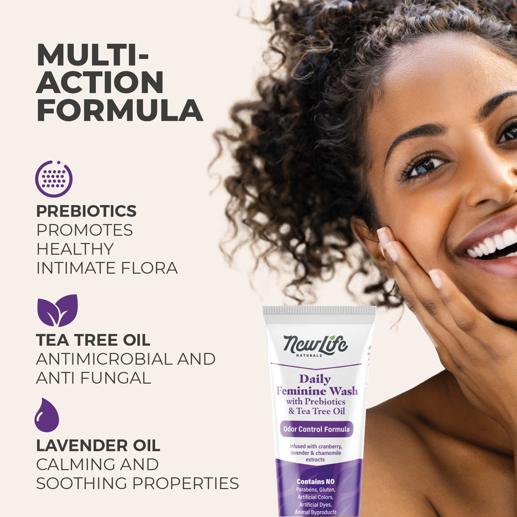 NewLife Naturals Daily Feminine Wash for pH Balance and Odor Control for Feminine Hygiene Intimate Wash for Women - With Prebiot