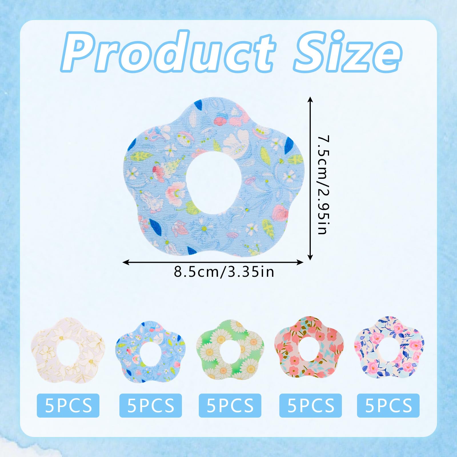 40pcs Adhesive Over Patches for Dexcom G7, Breathable Waterproof Flower Fabric Sensor Covers with Hole for CGM Tape Protector, F