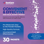 GenCare Polylethylene Glycol 3350 Powder for Solution - 30 Travel Packets - Unflavored Grit-Free Clear PEG 3350 for Occasional C