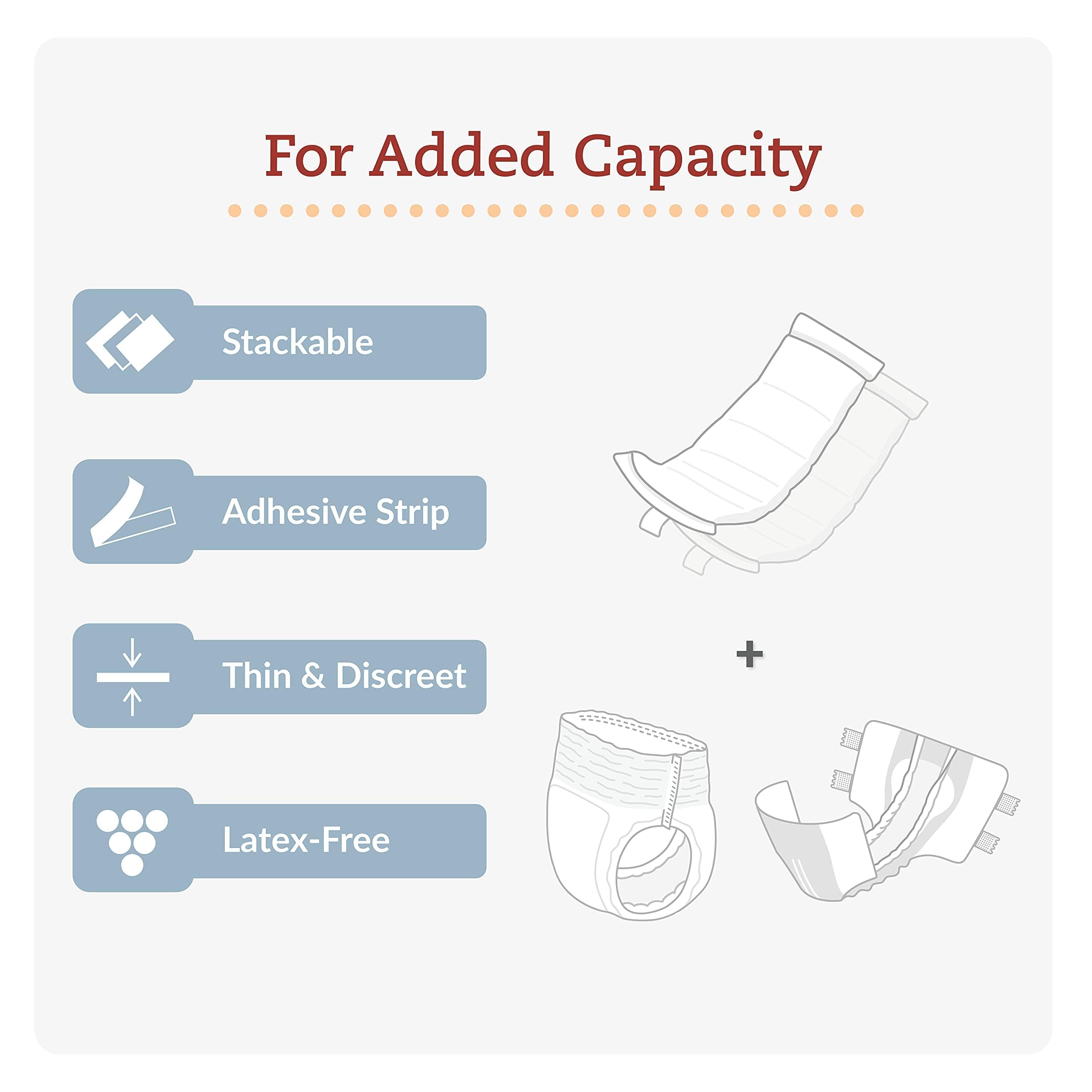 Tranquility TopLiner Disposable Booster Pads, Super (15 x 4.25), Flow-Through Design with Adhesive Strip for Max Absorption, Adu